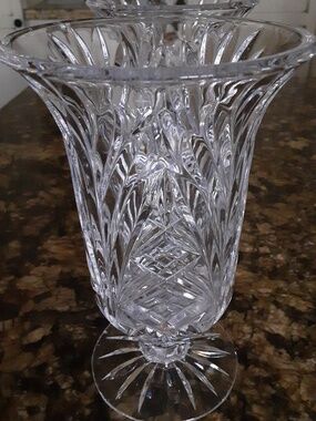 VTG Mint Condition 7", 24% Heavy Lead Crystal Hurricane Candle Holders